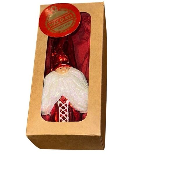 Hand blown Santa Christmas Ornament glitter Made in Poland Large Max Glass mouth - Picture 8 of 8
